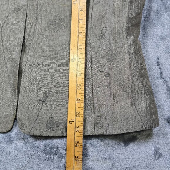 Albert Nipon Skirt Suit Set Womens 12 Sage Green Floral Blazer Textured Career - Picture 9 of 16